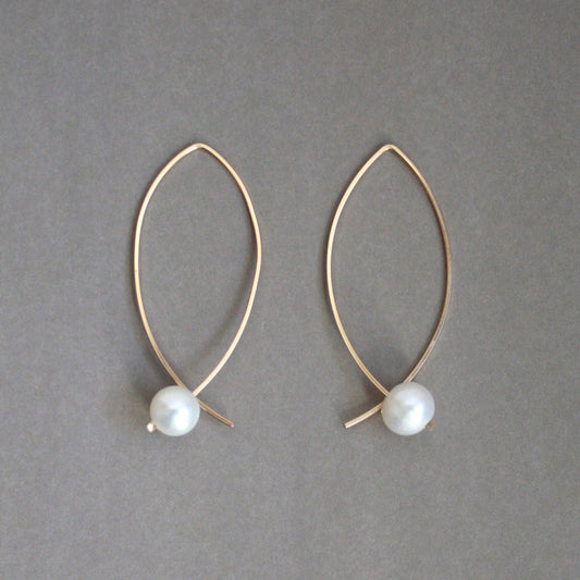 Pearl Arc Threader Earrings - Large