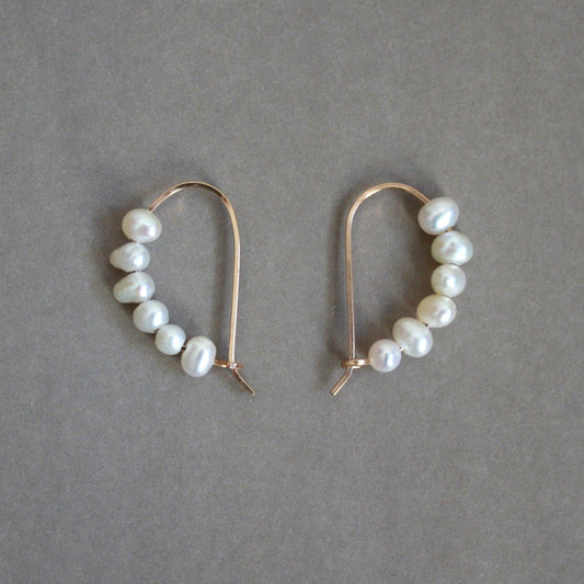Small Pearl Curved Hoop Earrings