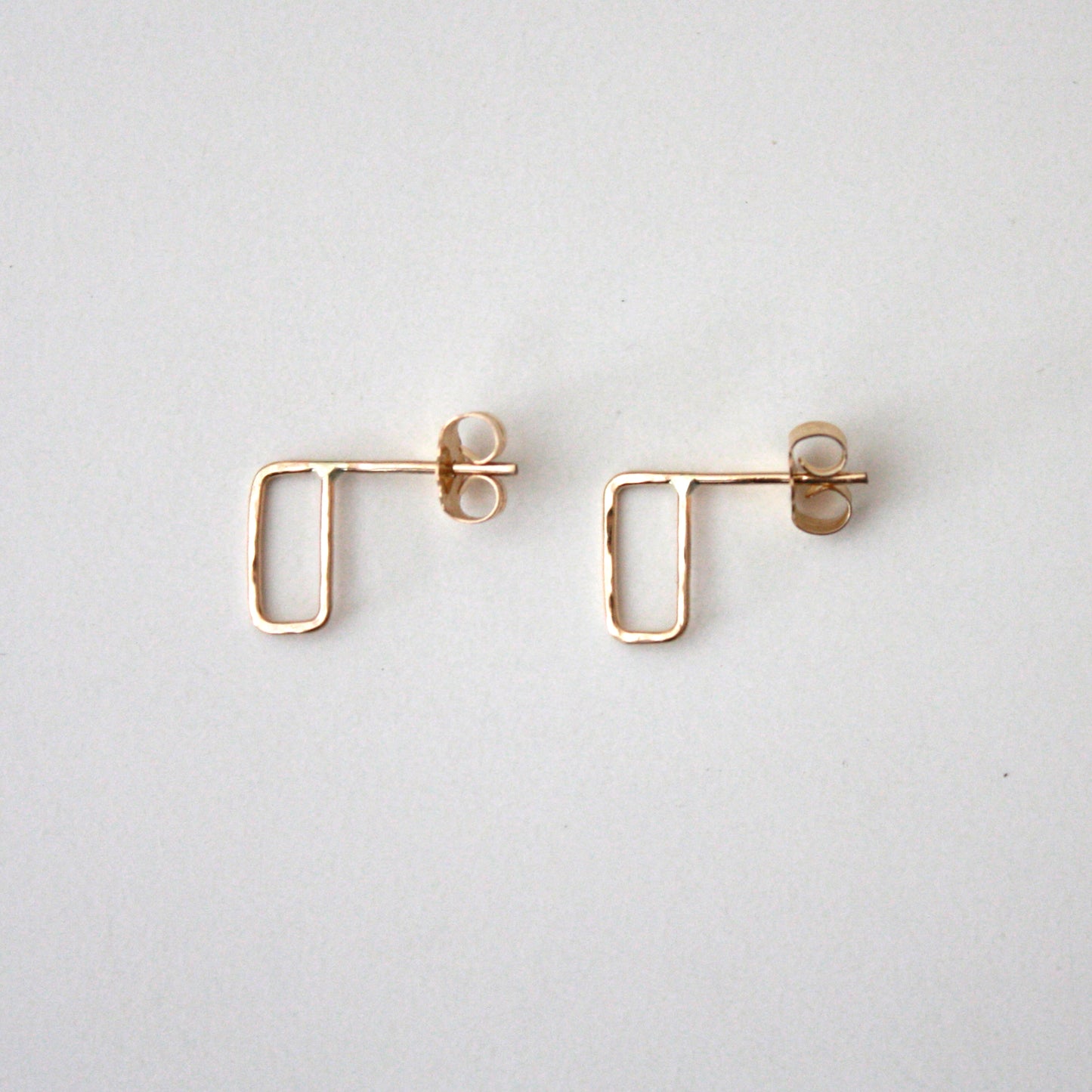 Rectangle Hammered Stud Earrings