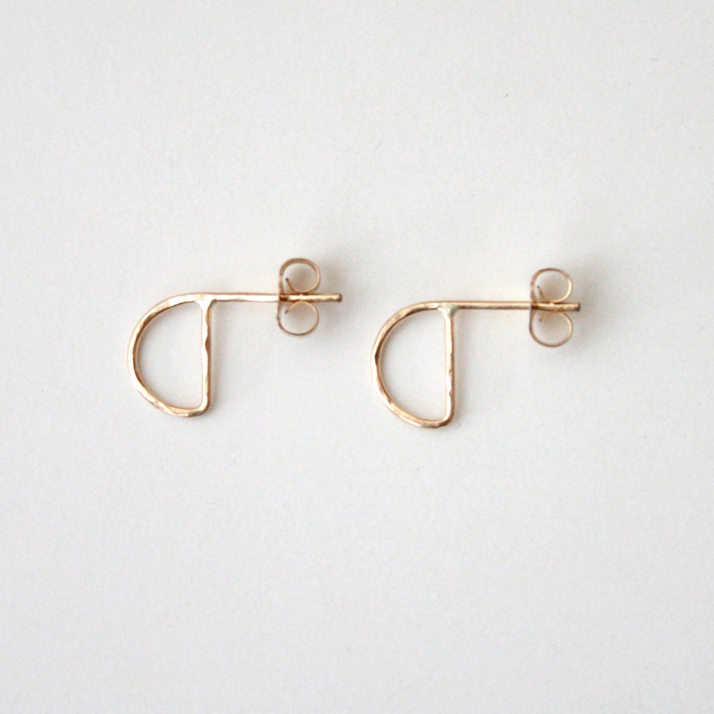 Semi Circle Hammered Stud Earrings