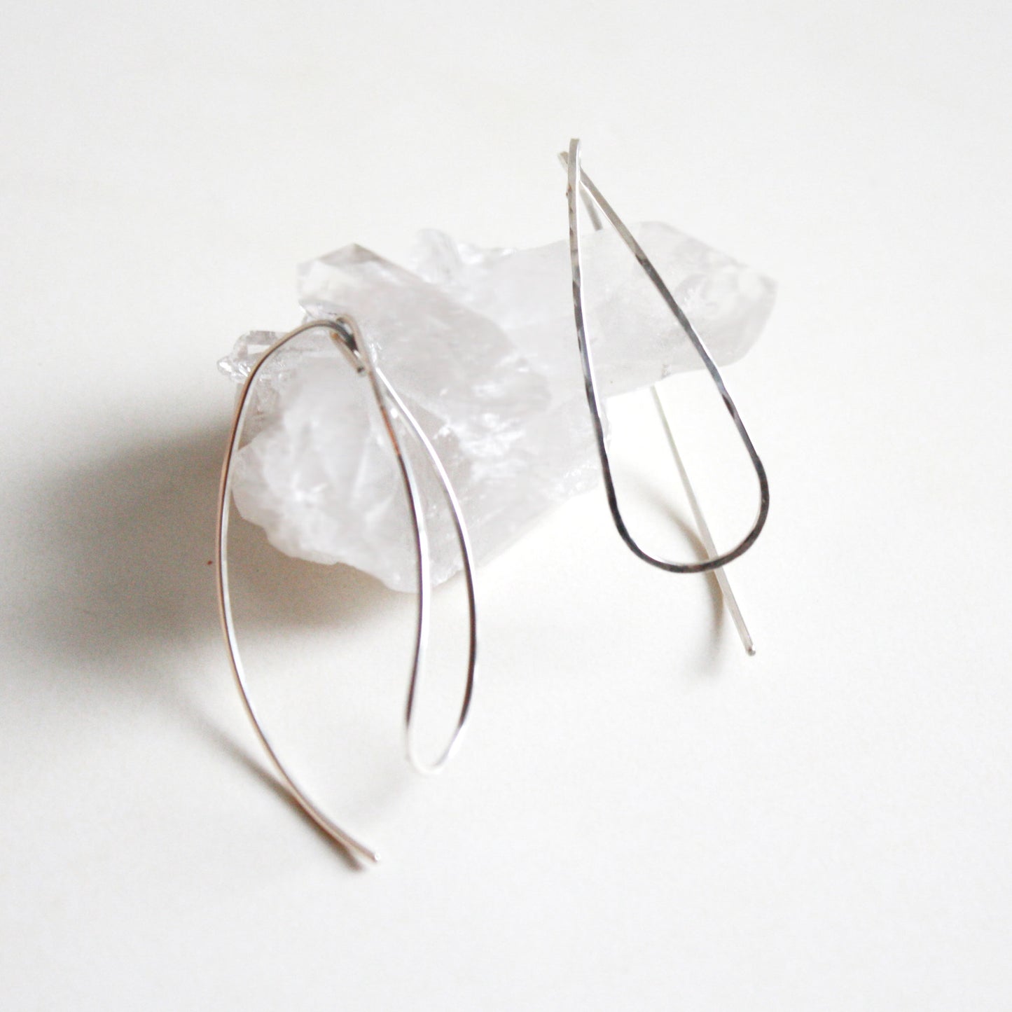 Hammered Teardrop Threader Earrings - Large