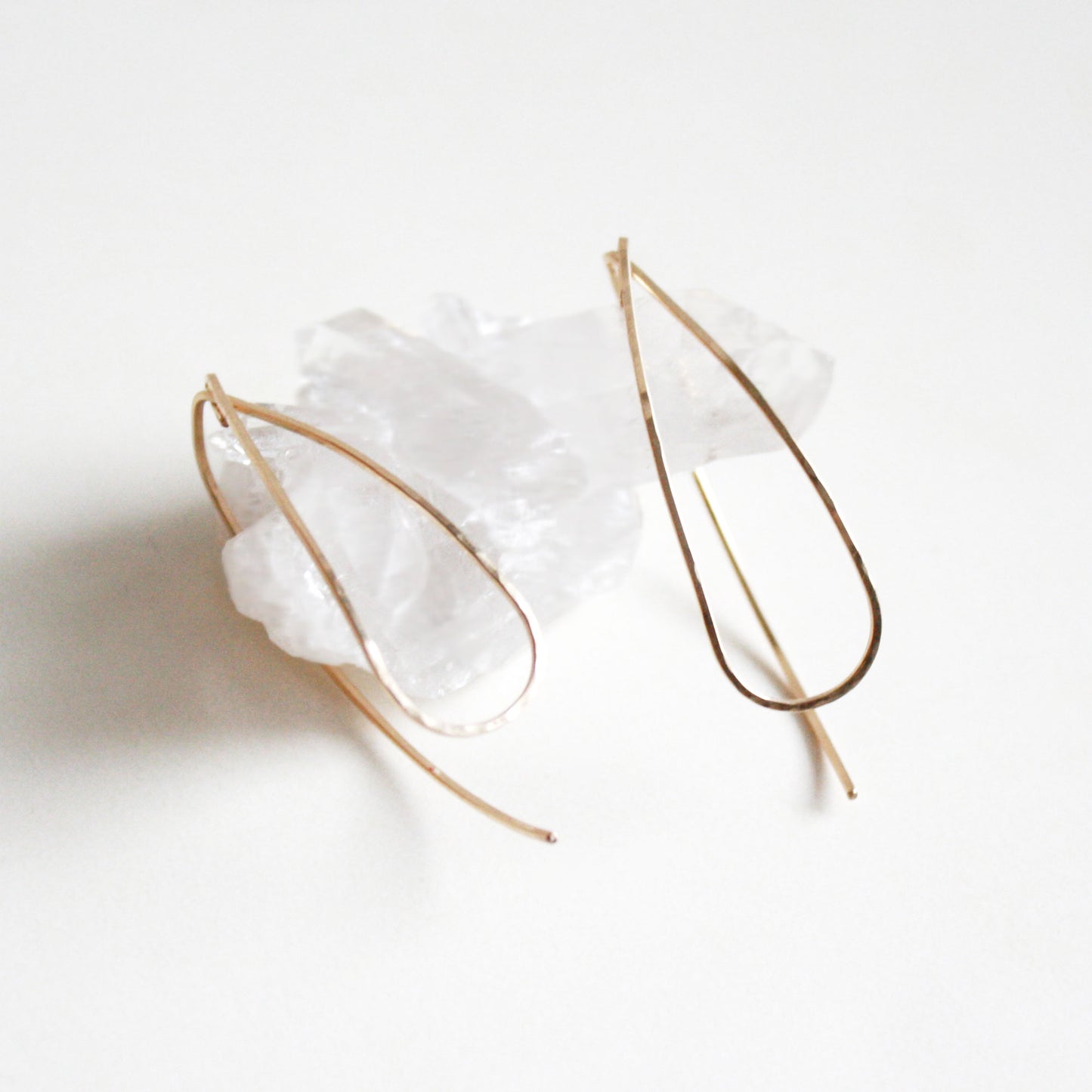 Hammered Teardrop Threader Earrings - Large