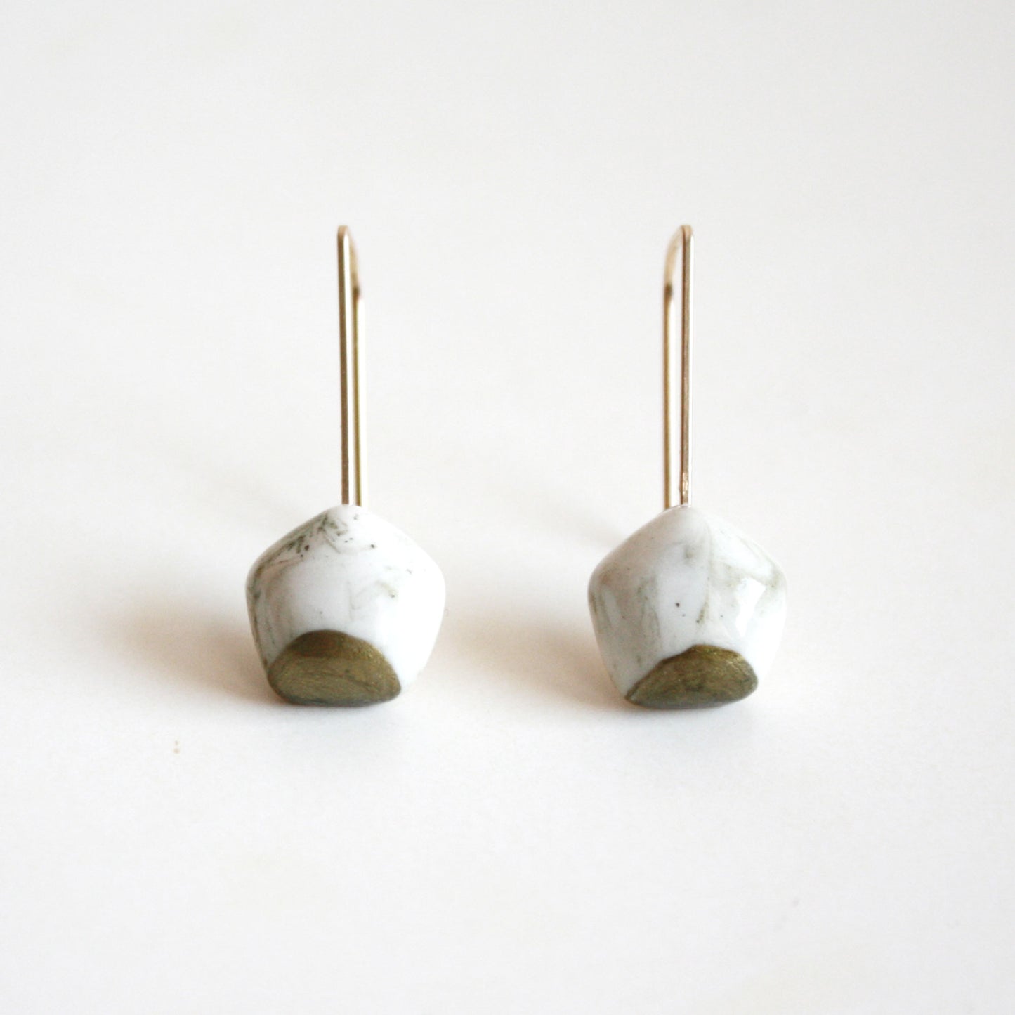 Organic Pentagon Earrings accented with Gold Color