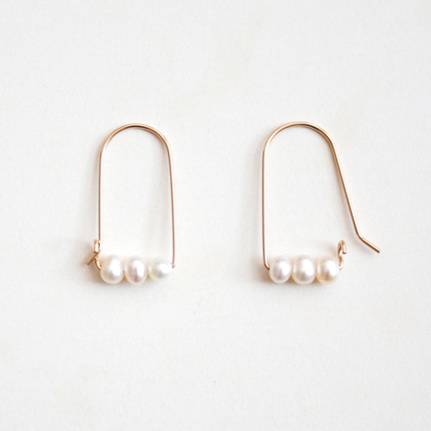 Small Mountain Hoop Earrings - Freshwater Pearls