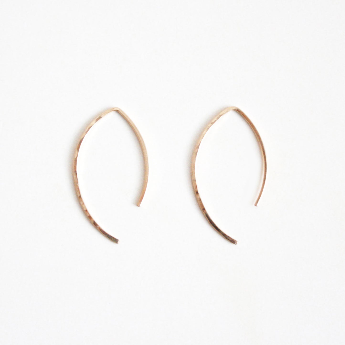 Hammered Marquise Threader Earrings - Small