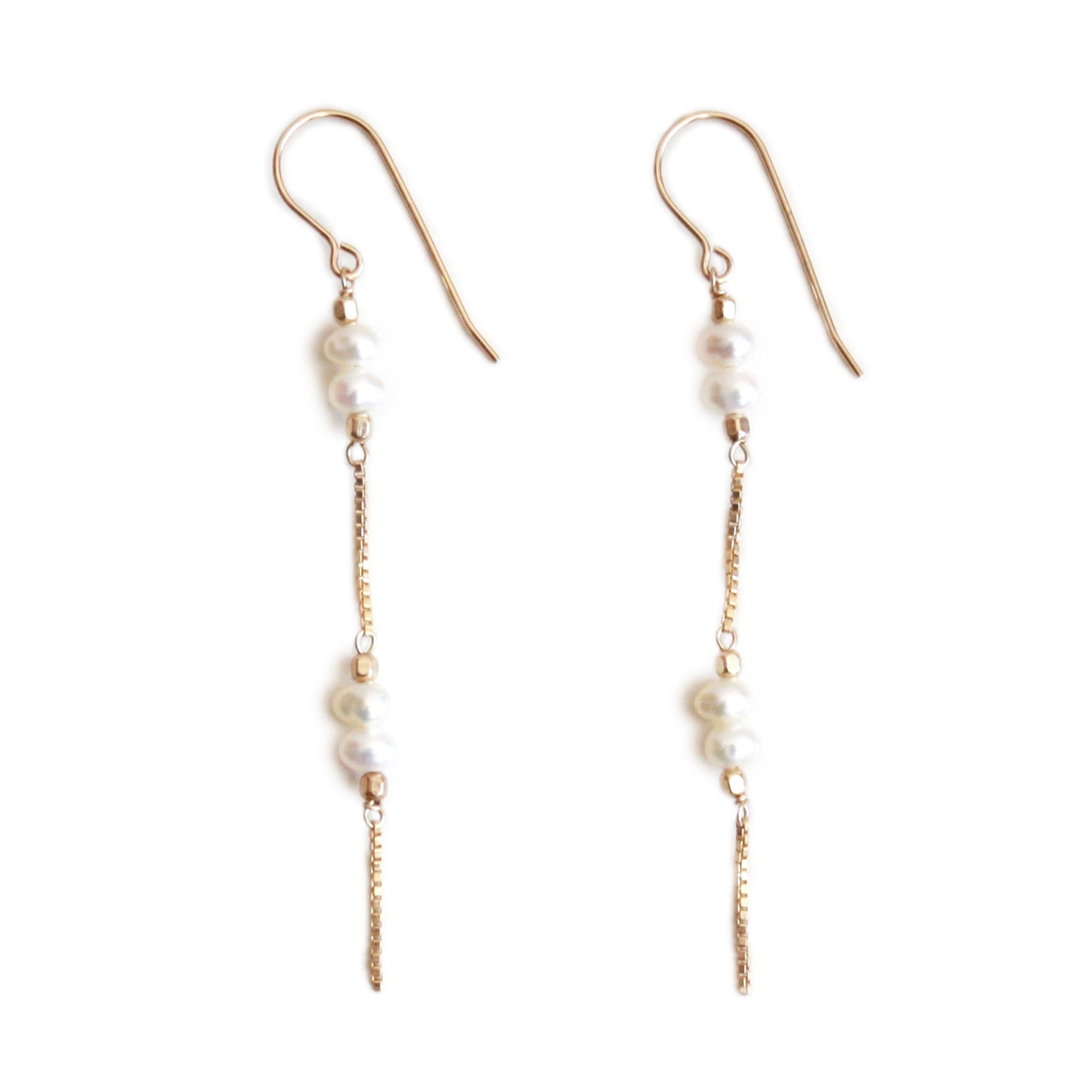 Gemstone Dangle Earrings - Pearl