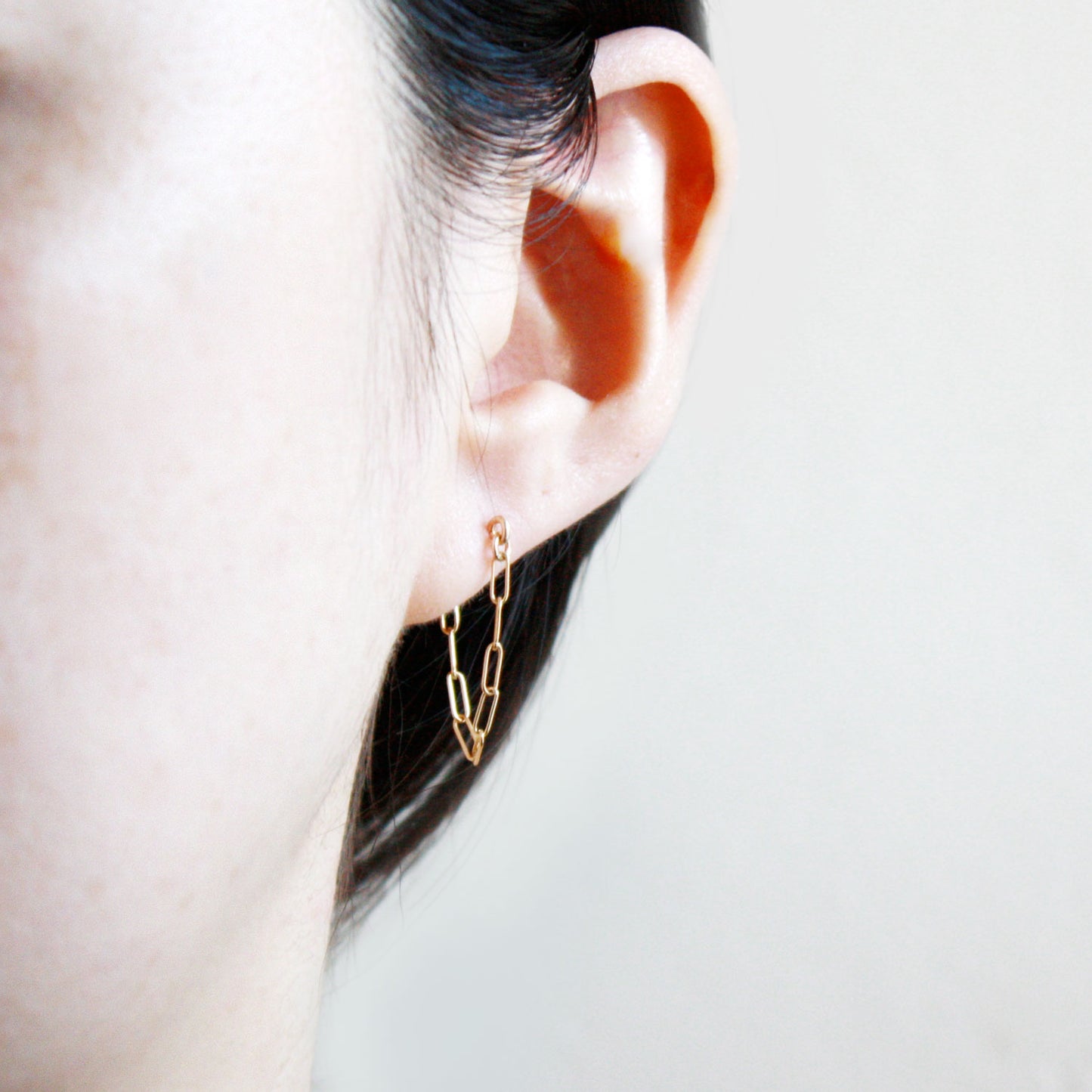 Chain Hoop Stud Earrings