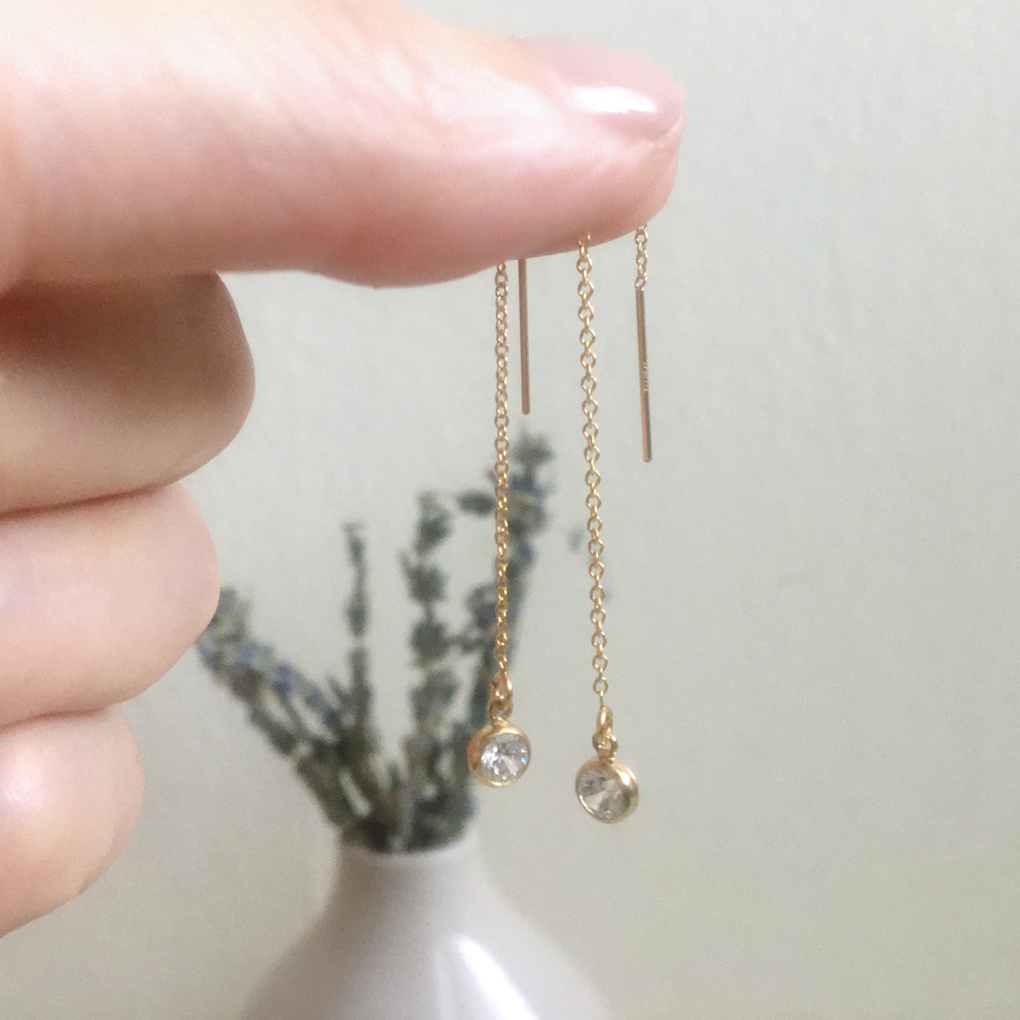 CZ Crystal Threader Earrings