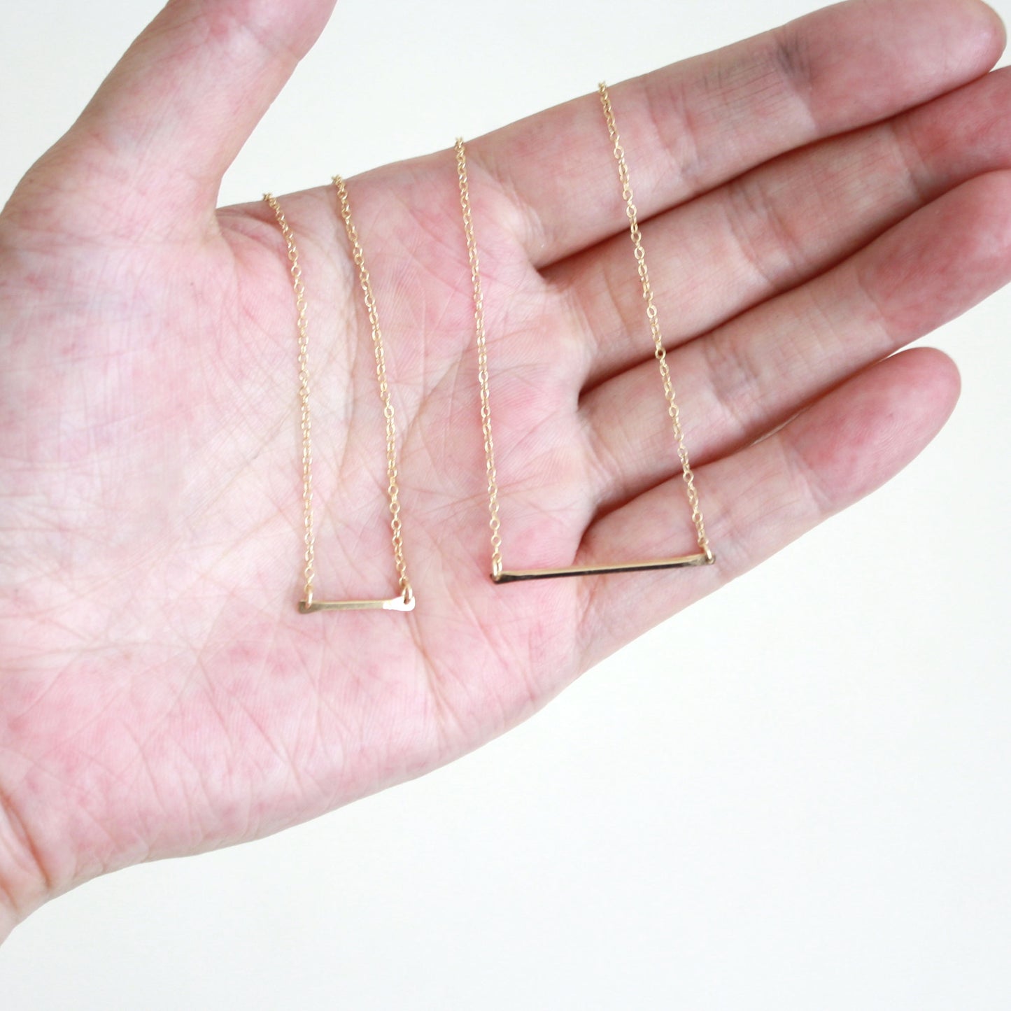 14k Gold Long and Minimalist Filled Bar Necklace