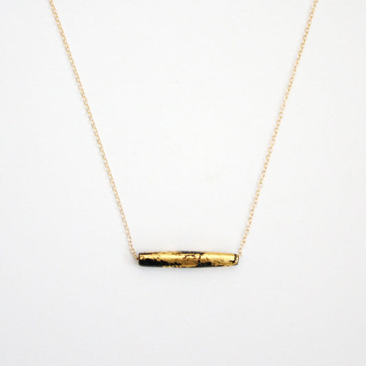 Gold Leaf Necklace - Black Tube
