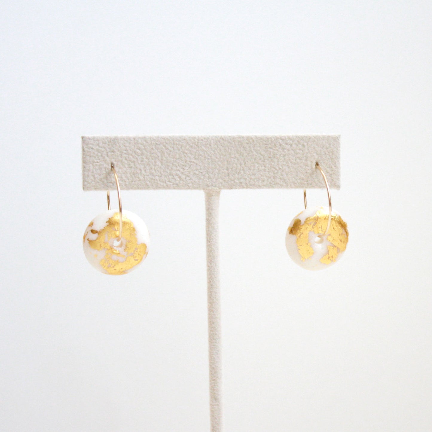 Gold Leaf Earrings - Disc Hoops
