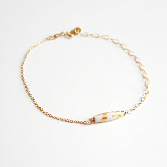 Gold Leaf Bracelet - White Tube