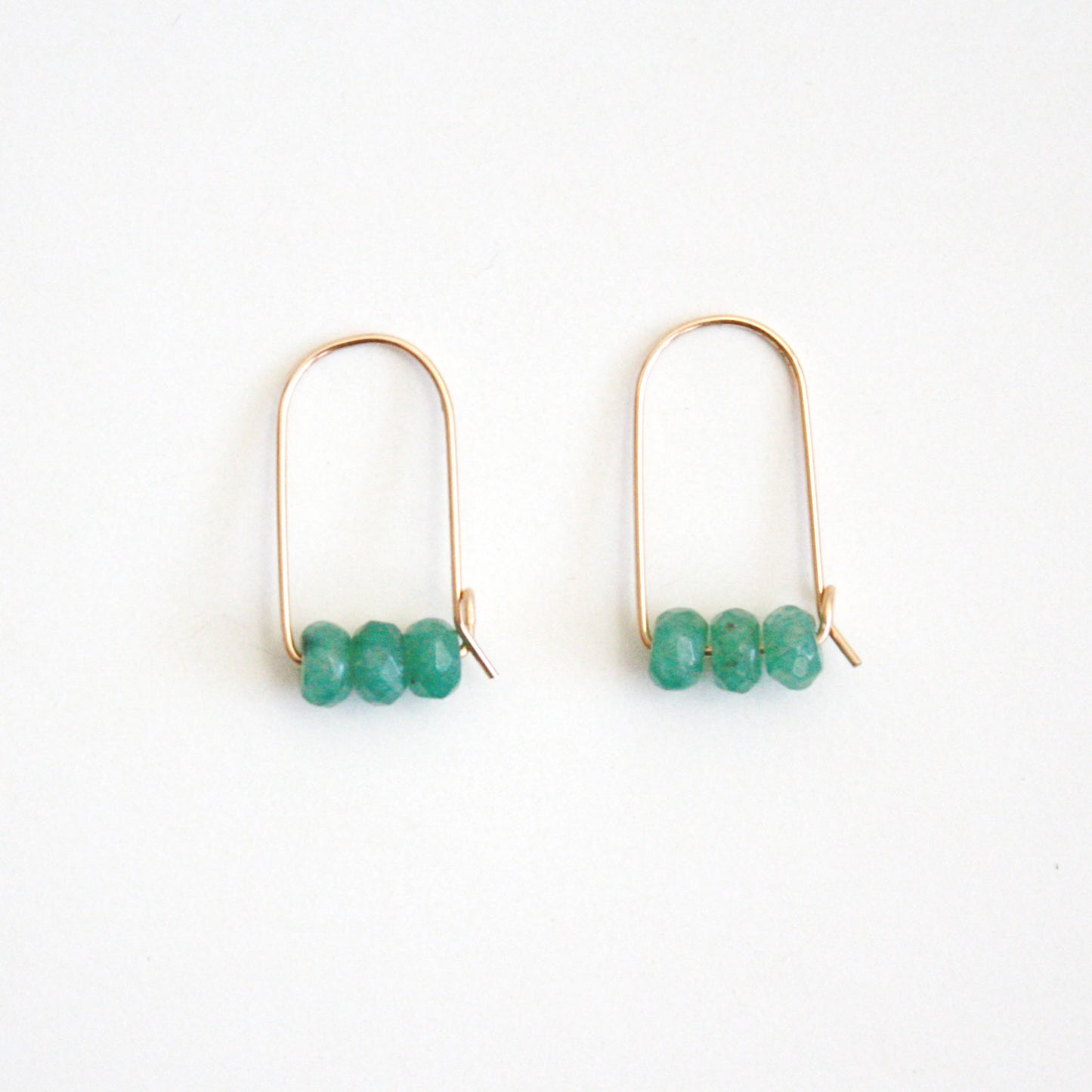 Small Mountain Hoop Earrings - Green Aventurine