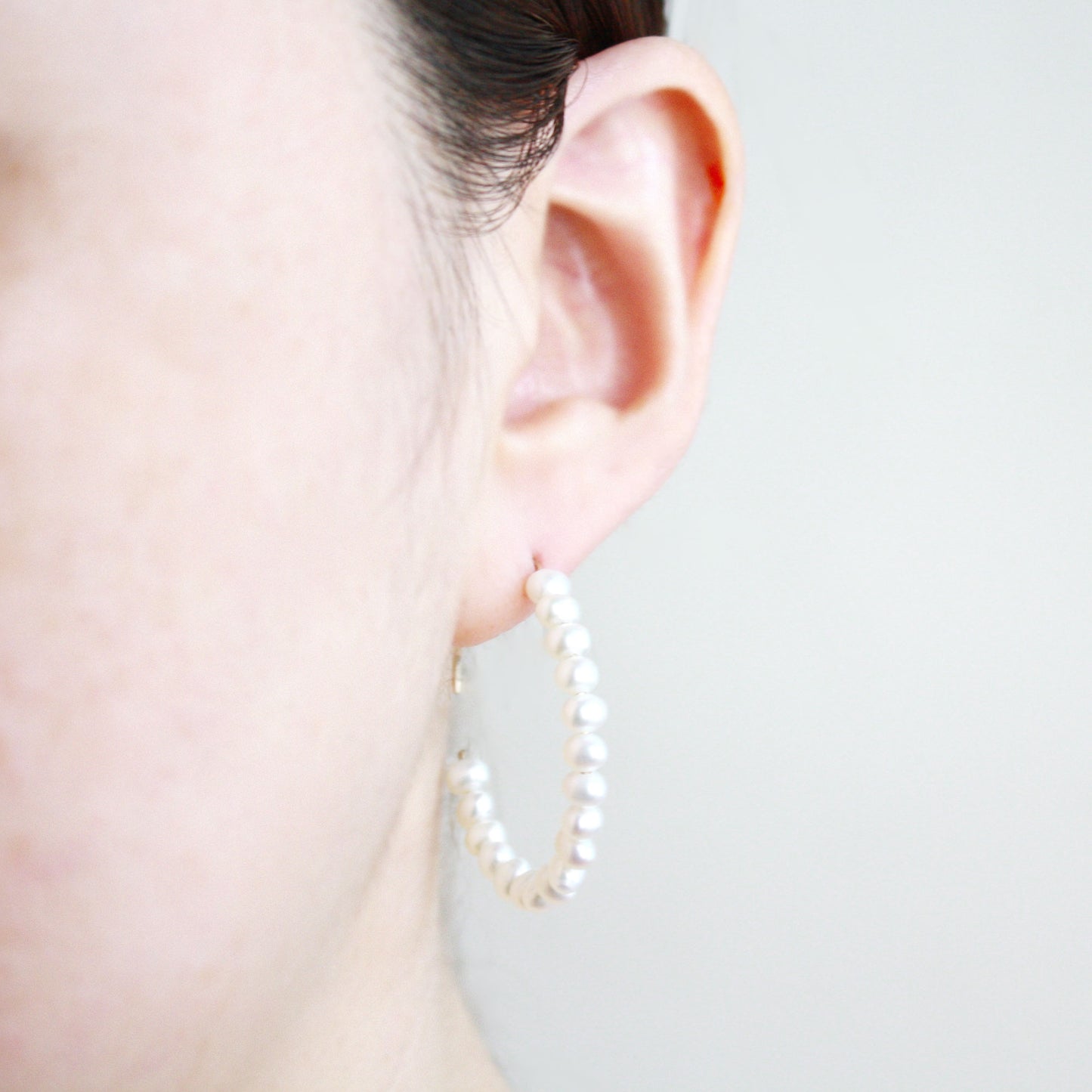 Pearl Hoop Earrings - Large
