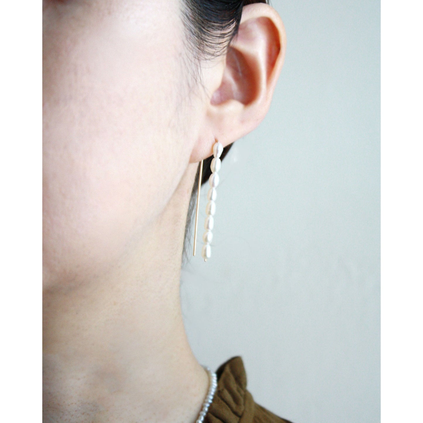 pearl threader earrings