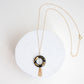 Gold Leaf Necklace - Ring & Tassel - Black