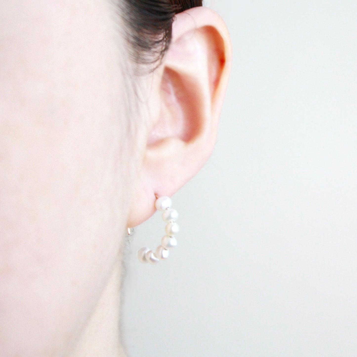 Pearl Hoop Earrings - Small