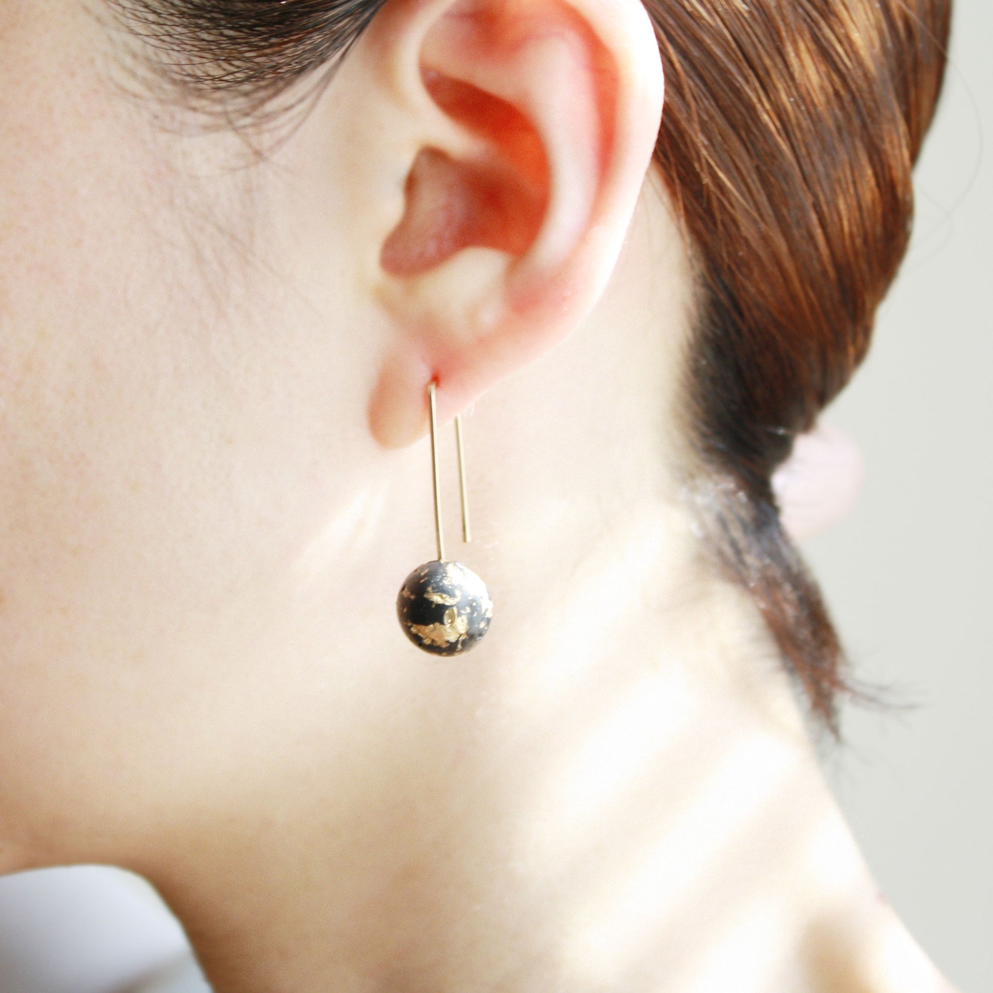 Small White Dome Earrings with Gold Flakes – Hooks and Luxe