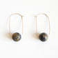 Oval Hoop Earrings with Large Black Balls