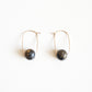 Oval Hoop Earrings with Small Black Balls