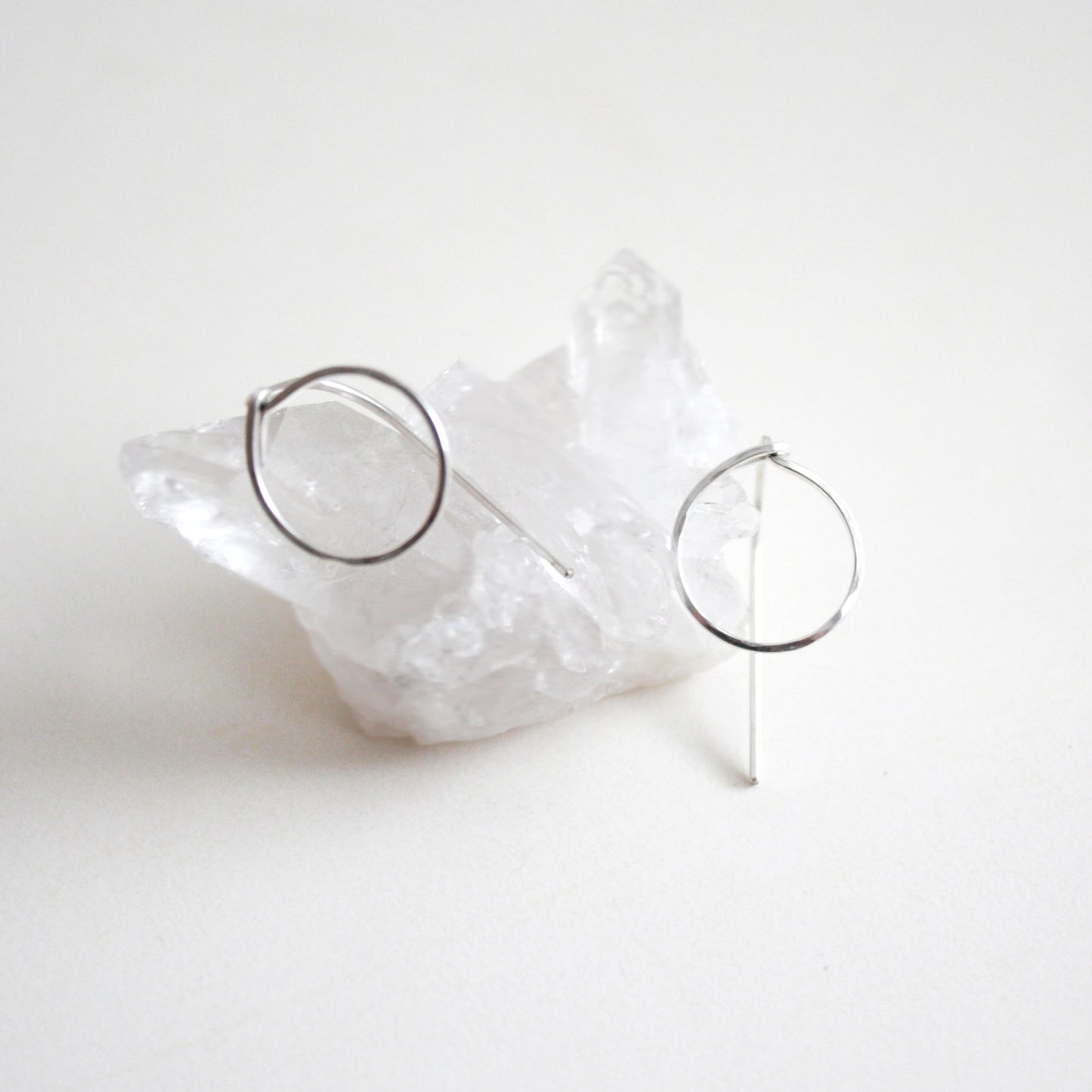 Hammered Circle Threader Earrings - Small