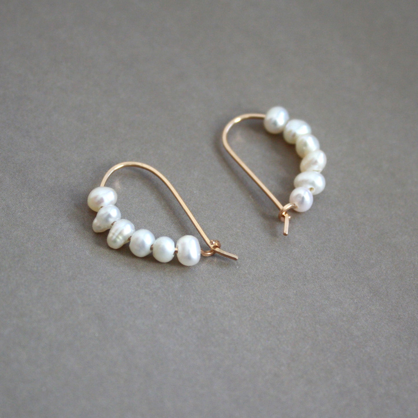 Small Pearl Curved Hoop Earrings