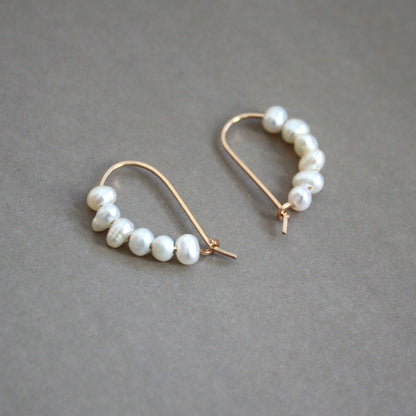 Small Pearl Curved Hoop Earrings