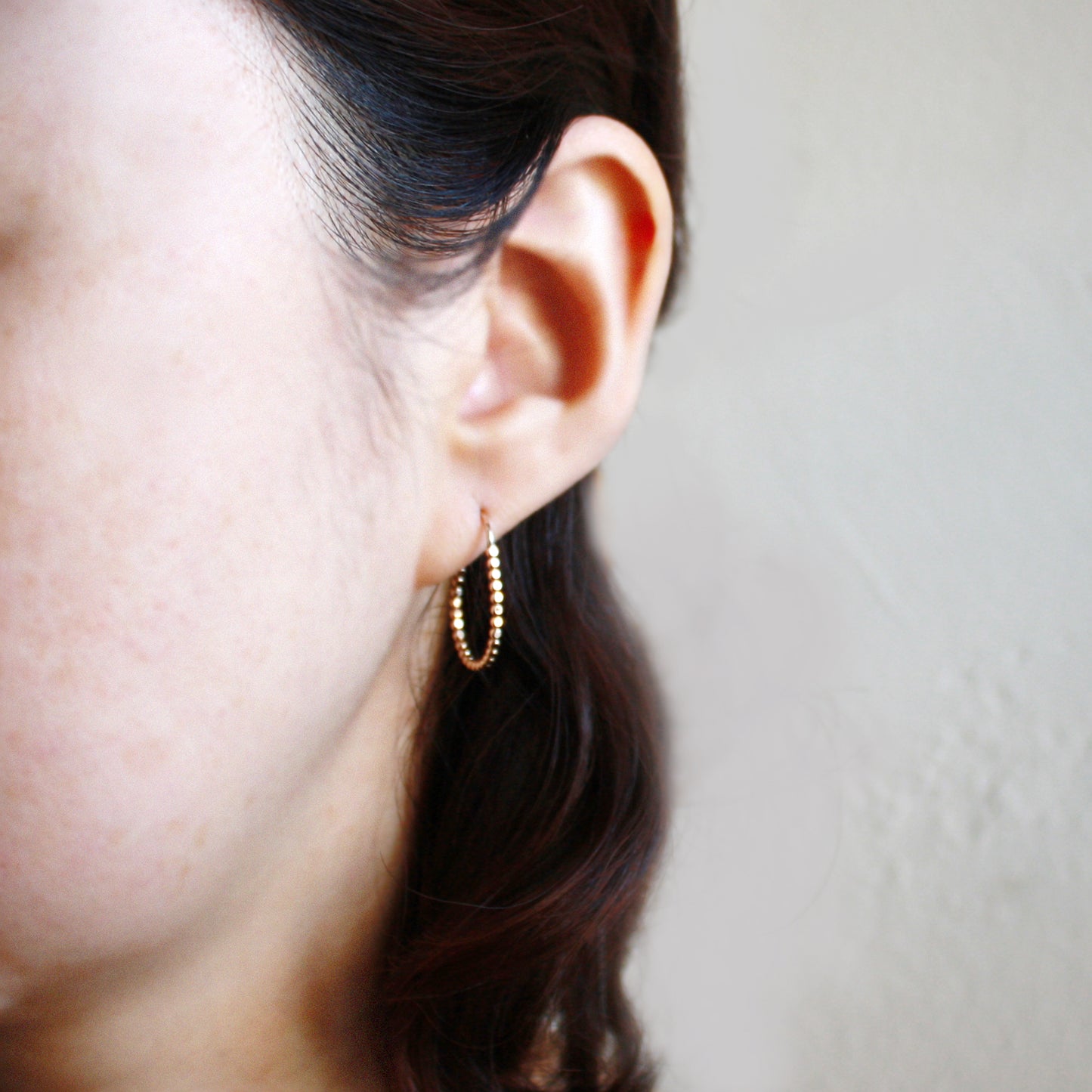 Dot Oval Hoop Earrings - Small