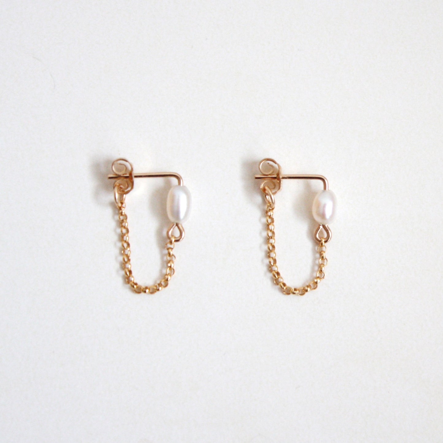 freshwater pearl chain hoop earrings