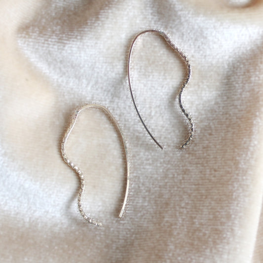 Sparkle Wavy Threader Earrings - Large