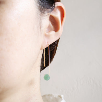 Long Hook Earrings - Green Aventurine