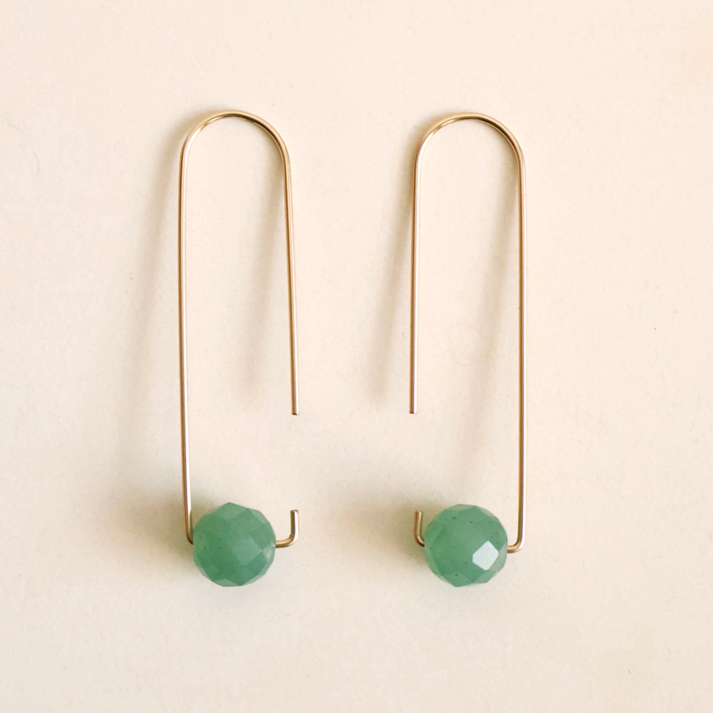 Long Hook Earrings - Green Aventurine