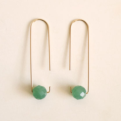 Long Hook Earrings - Green Aventurine