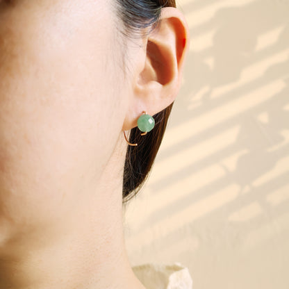Short Hook Stud Earrings - Green Aventurine