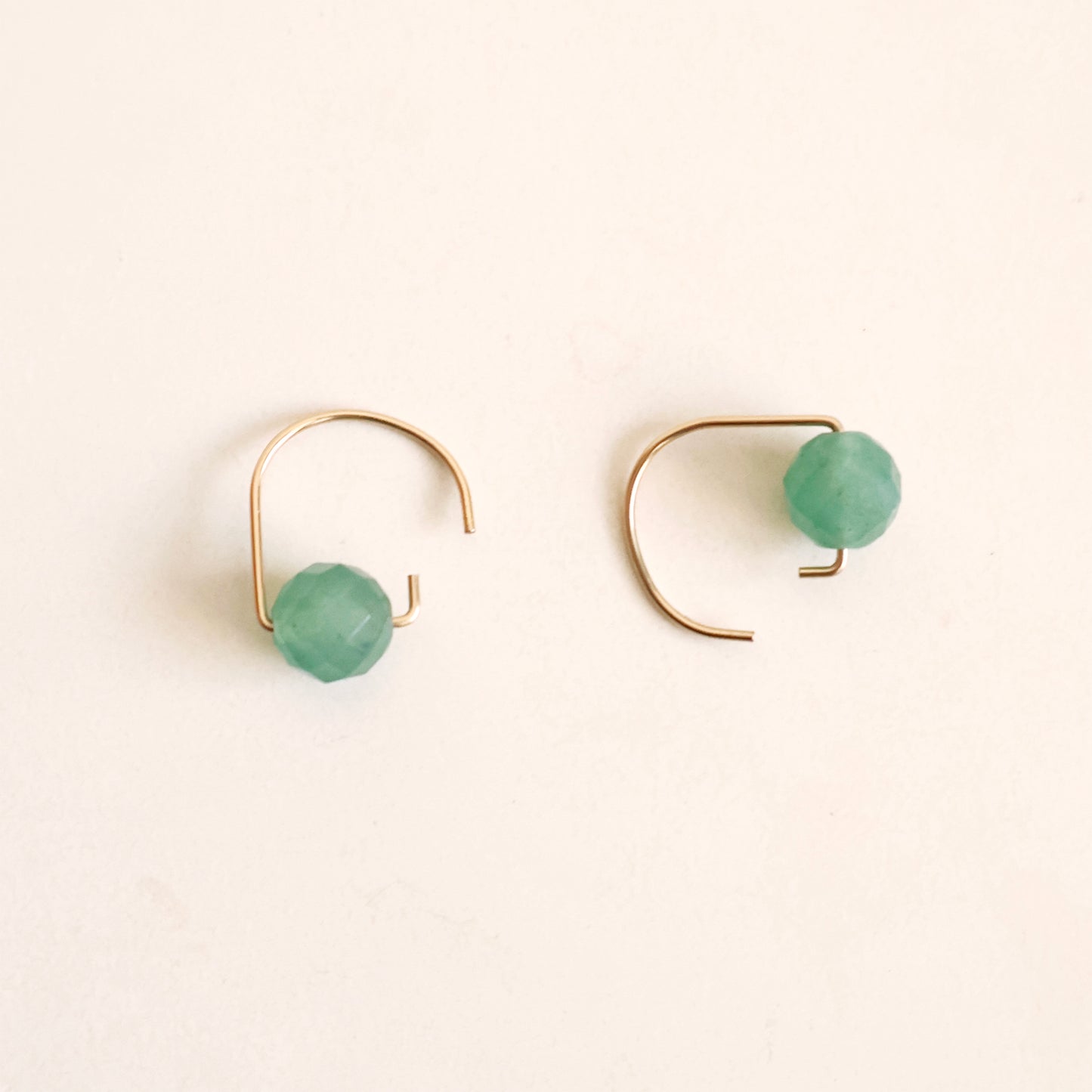 Short Hook Stud Earrings - Green Aventurine