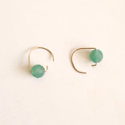 Short Hook Stud Earrings - Green Aventurine
