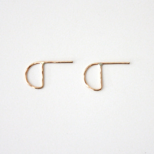 Semi Circle Hammered Stud Earrings