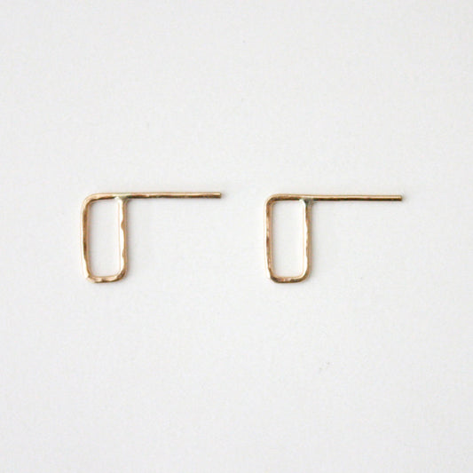 Rectangle Hammered Stud Earrings