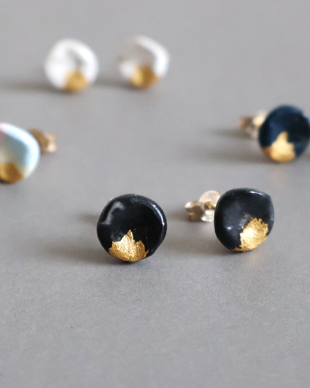 Hand-cast mineral composite earrings
