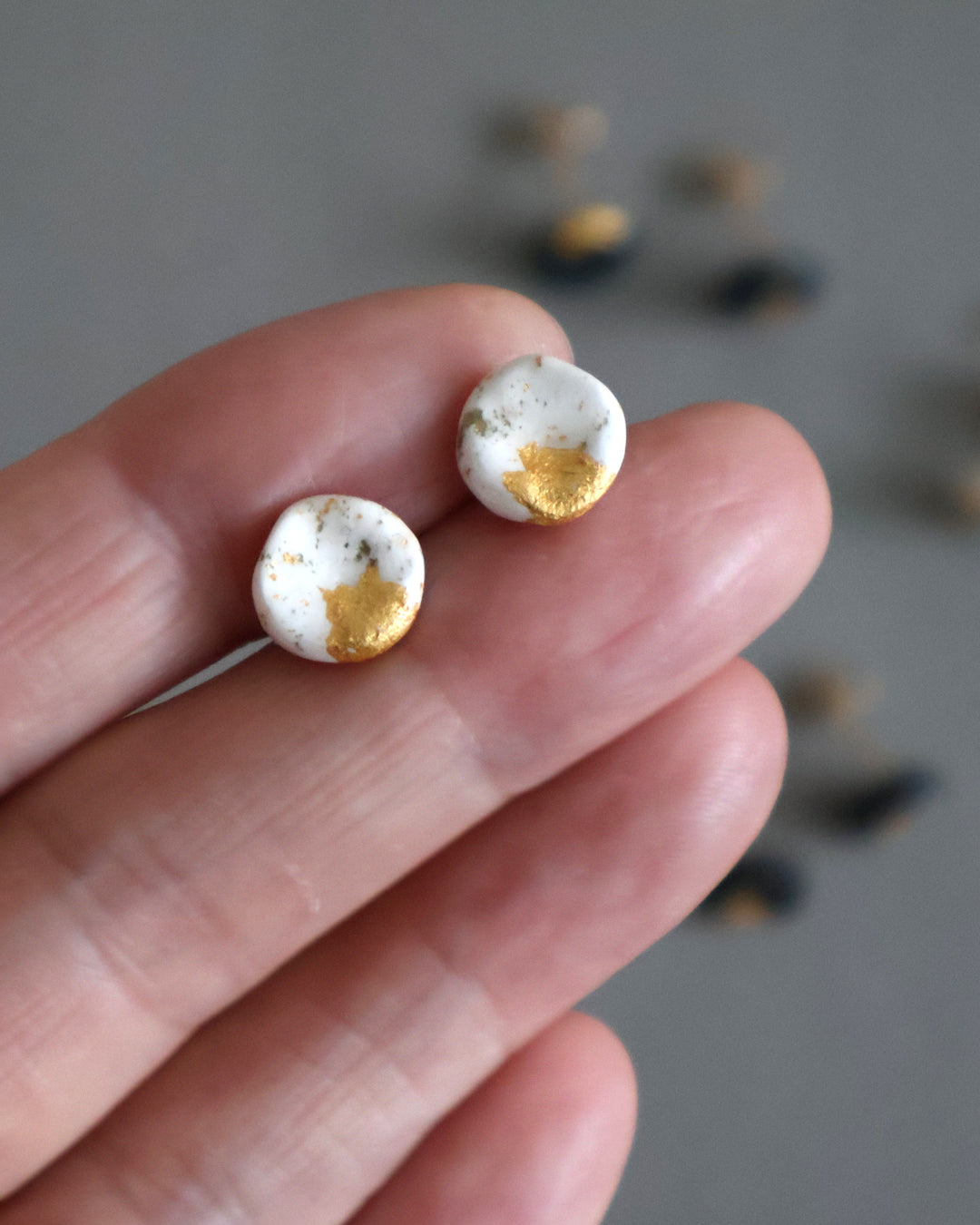 Hand-cast mineral composite earrings