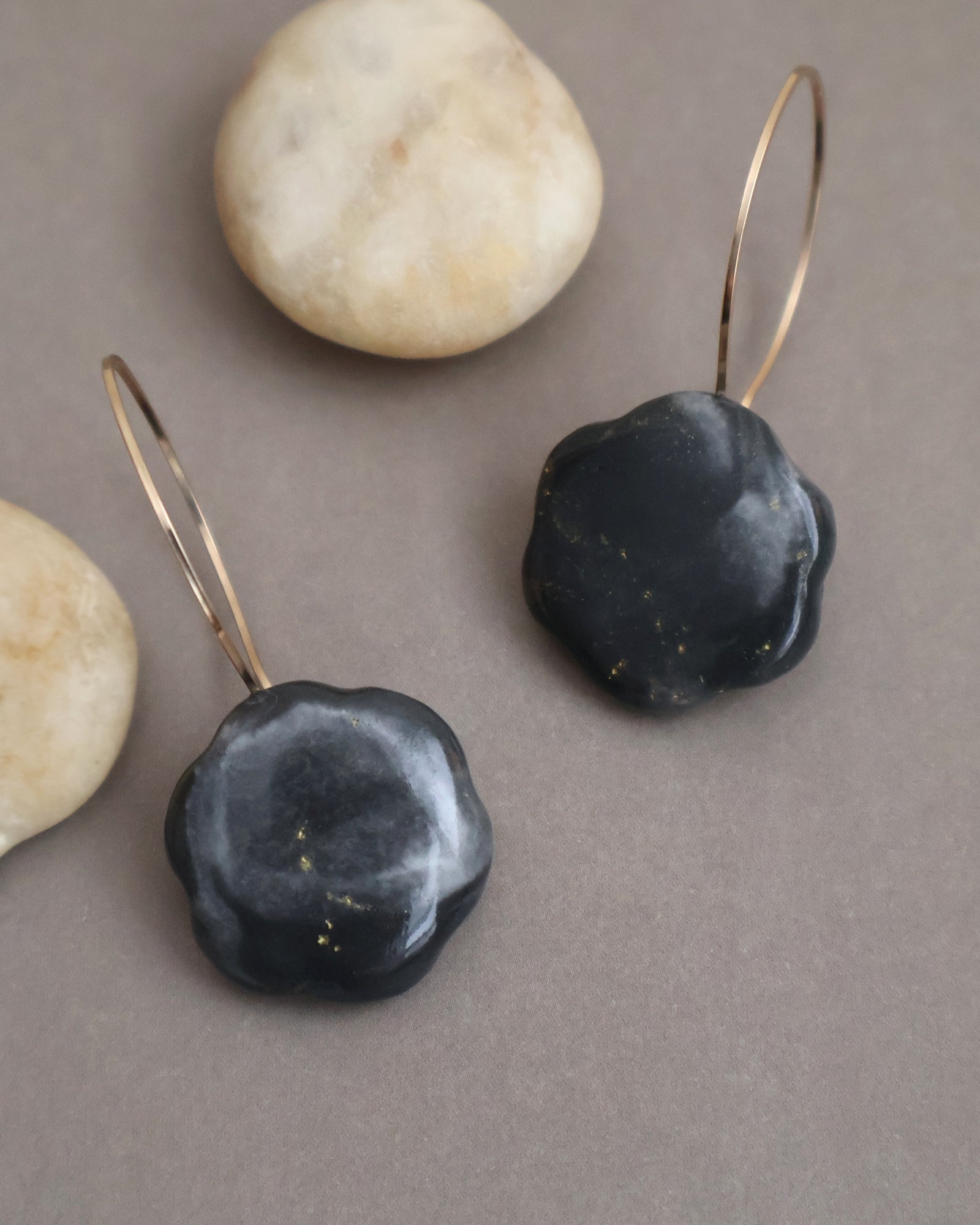 Hand-cast mineral composite earrings