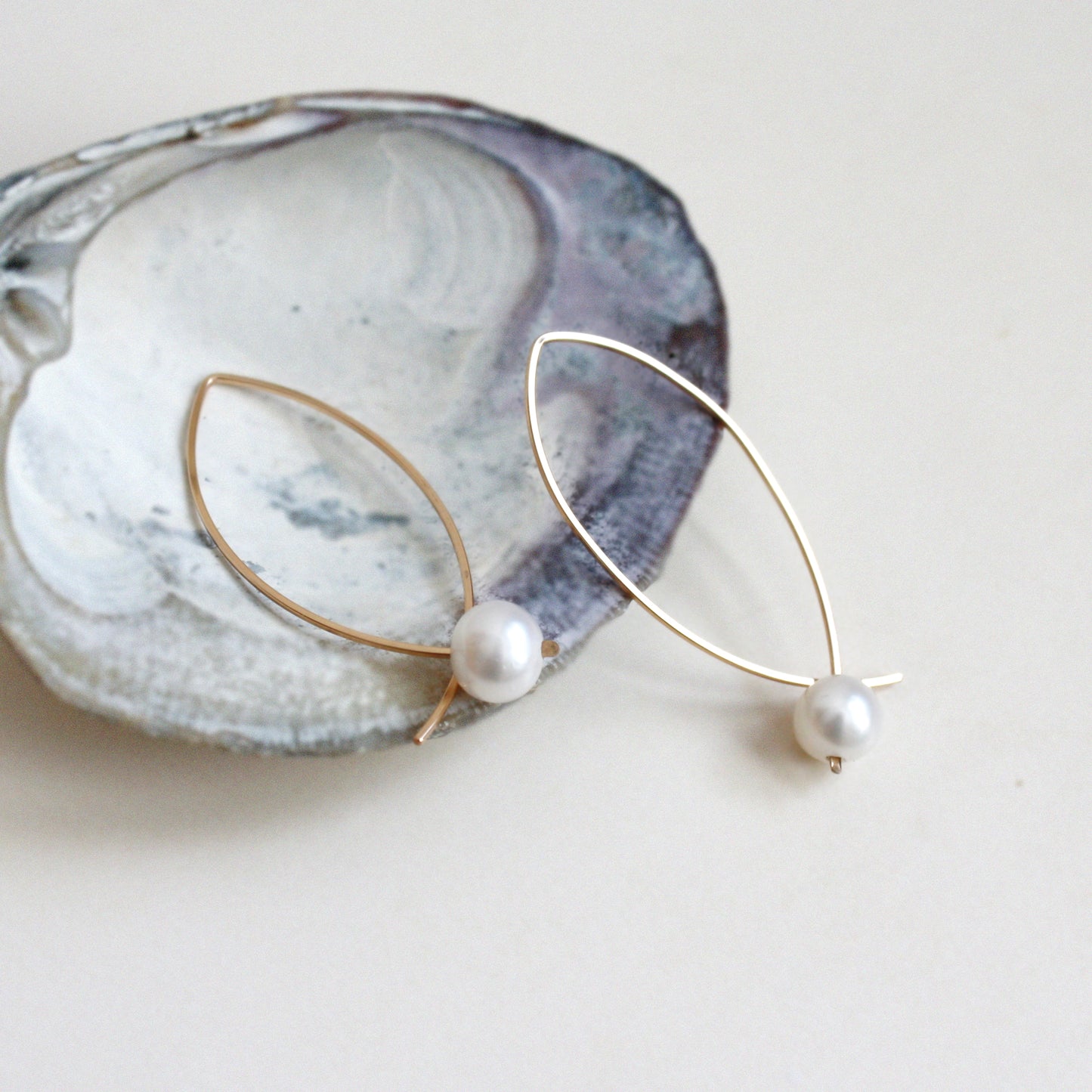 Pearl Arc Threader Earrings - Large