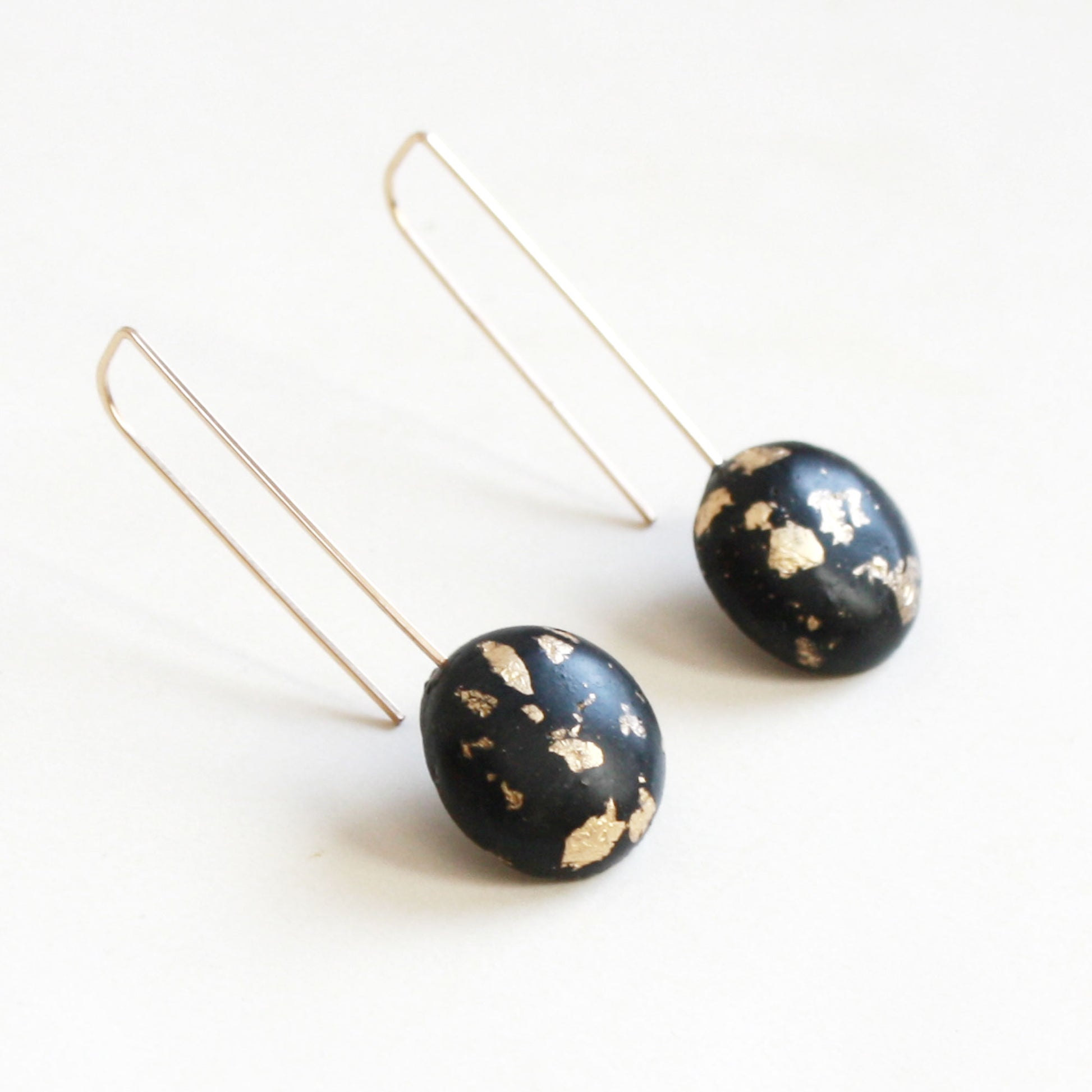 black dome threader earrings eco-friendly