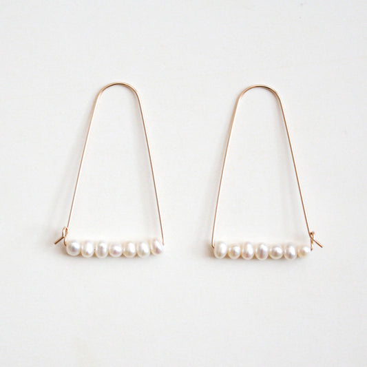 Large Mountain Hoop Earrings - Freshwater Pearls