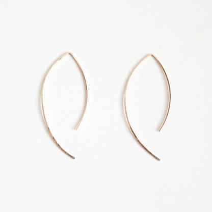 Hammered Marquise Threader Earrings - Large