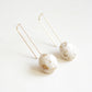 Large White Dome Earrings with Gold Flakes