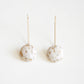 Large White Dome Earrings with Gold Flakes