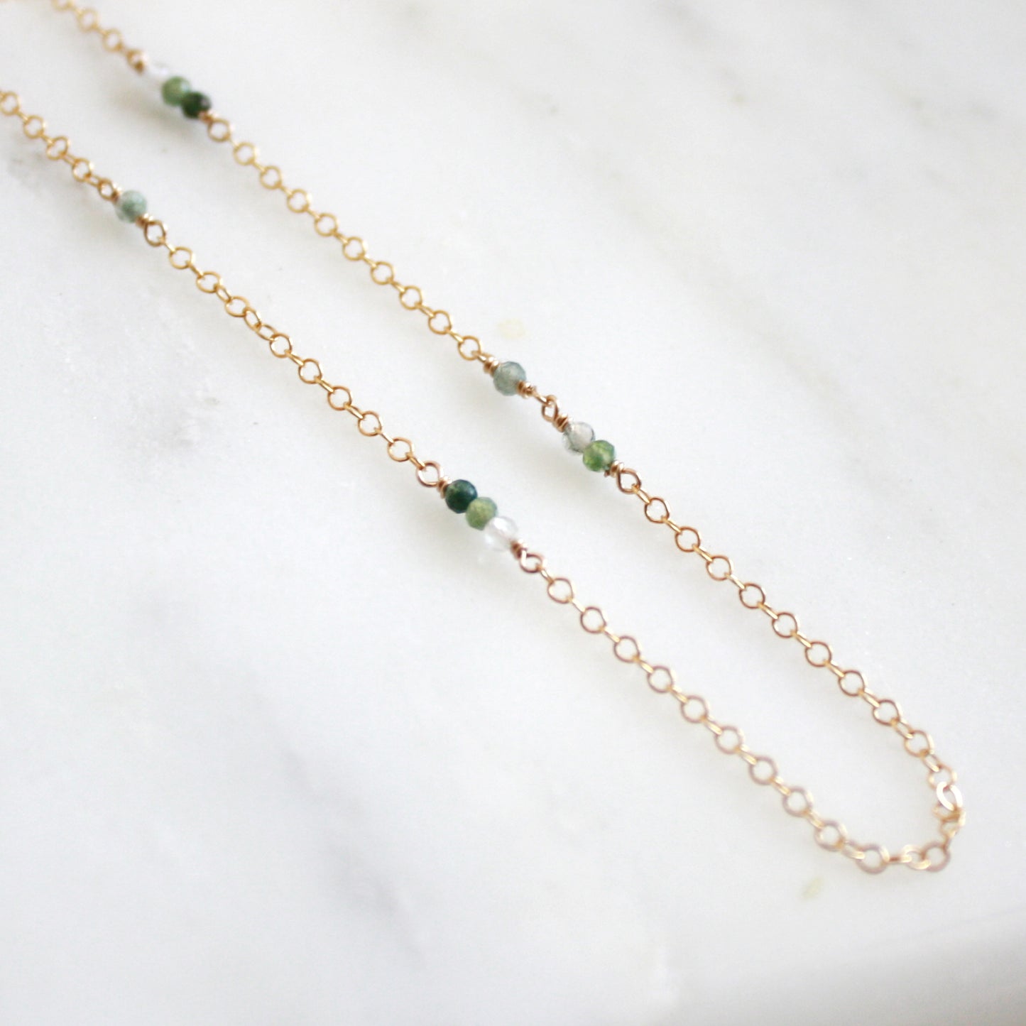 Short Gemstone Necklace - Moss Agate