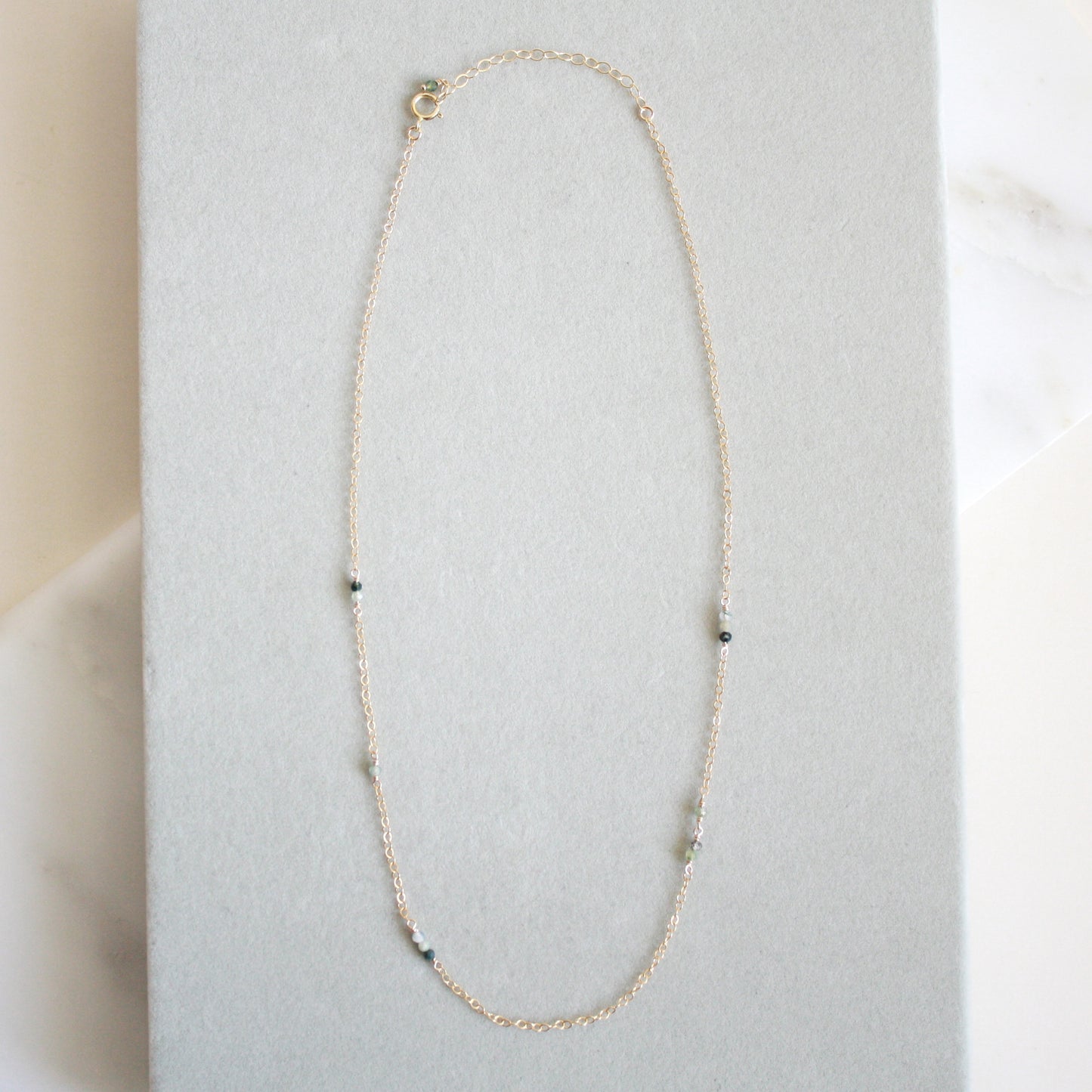 Short Gemstone Necklace - Moss Agate