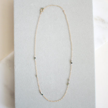 Short Gemstone Necklace - Moss Agate